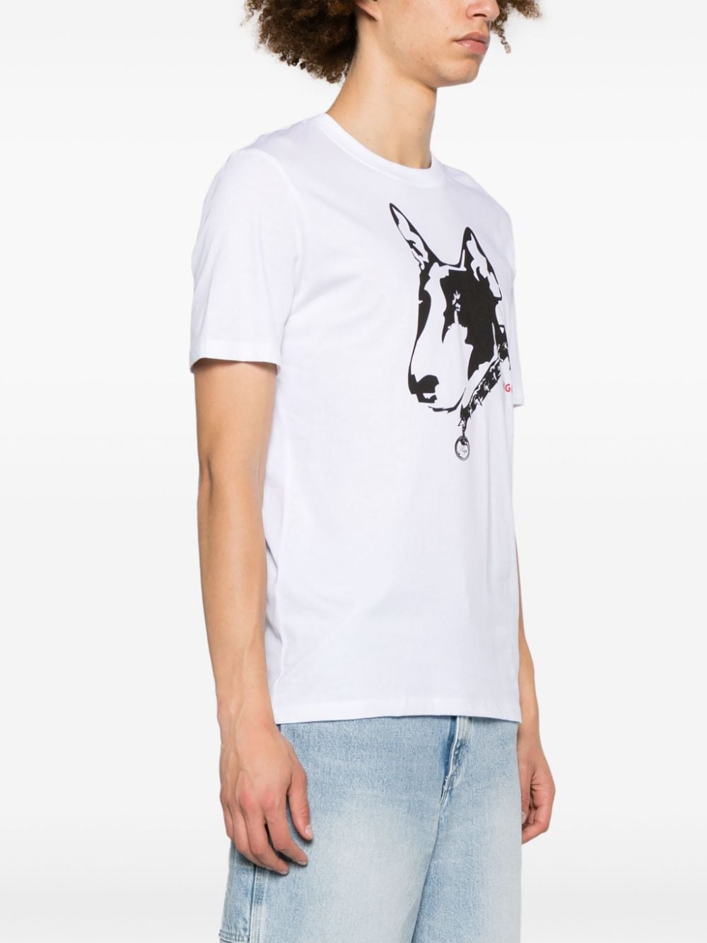 Shop Hugo Boss Dog-print Cotton T-shirt In White