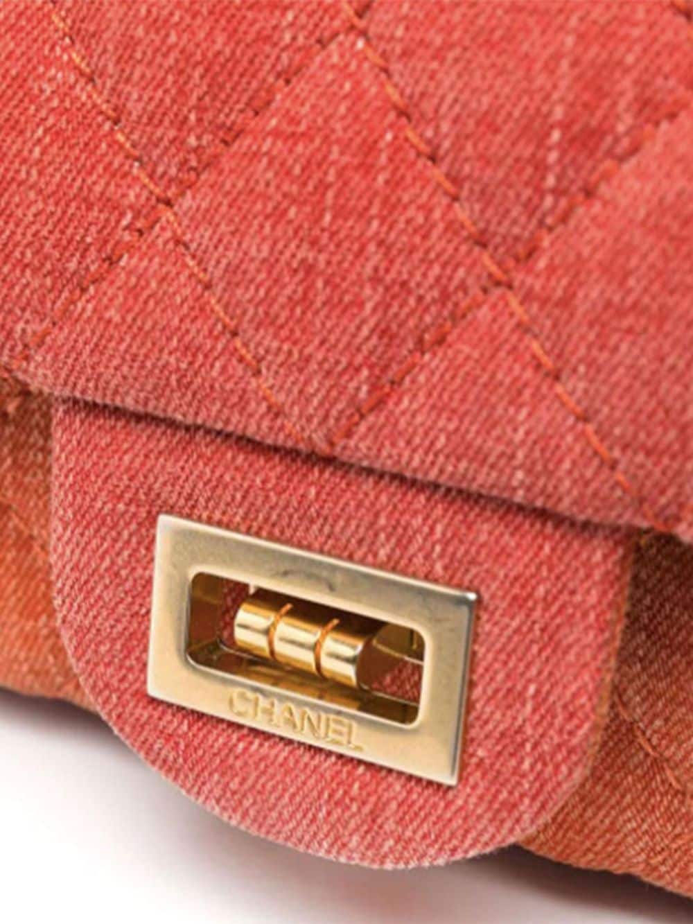 Pre-owned Chanel 2.55 Quilted Canvas Shoulder Bag In Orange