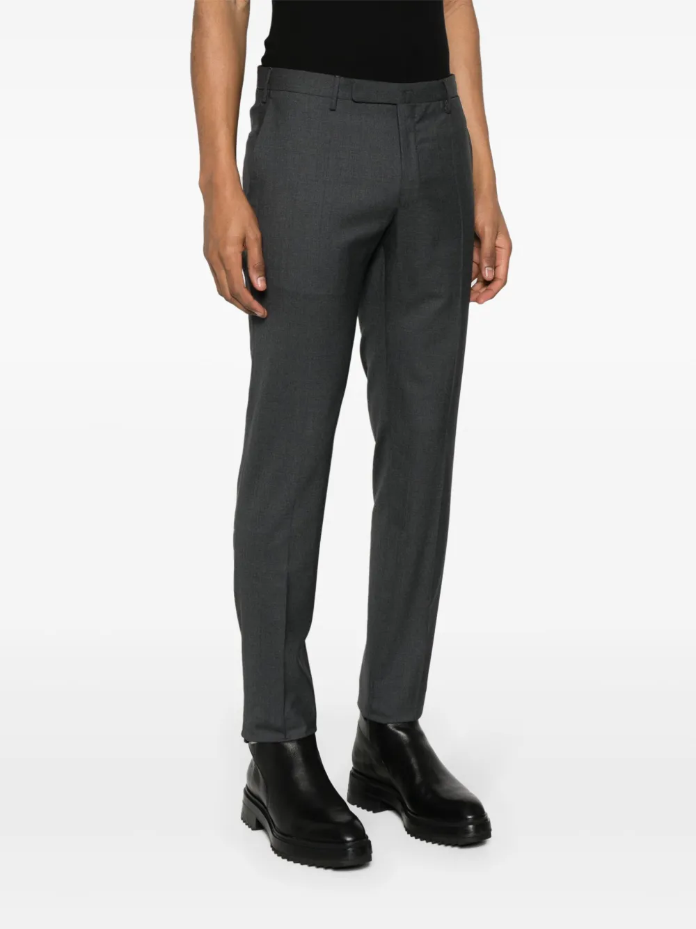 Shop Incotex Slim-fit Virgin Wool Trousers In Grey