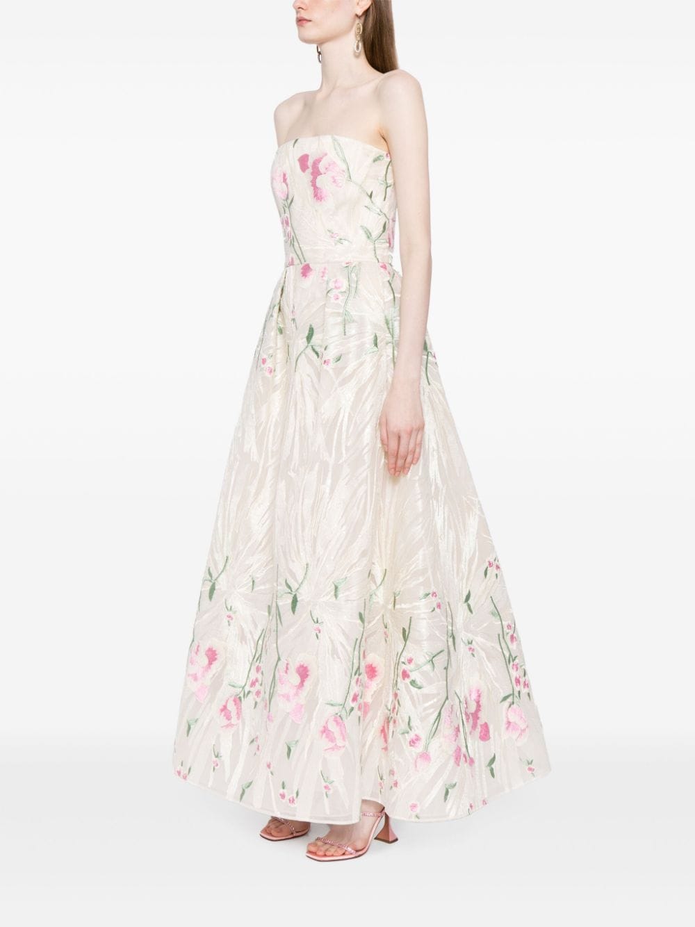 Shop Elie Saab Floral-embroidered Tulle Gown In White