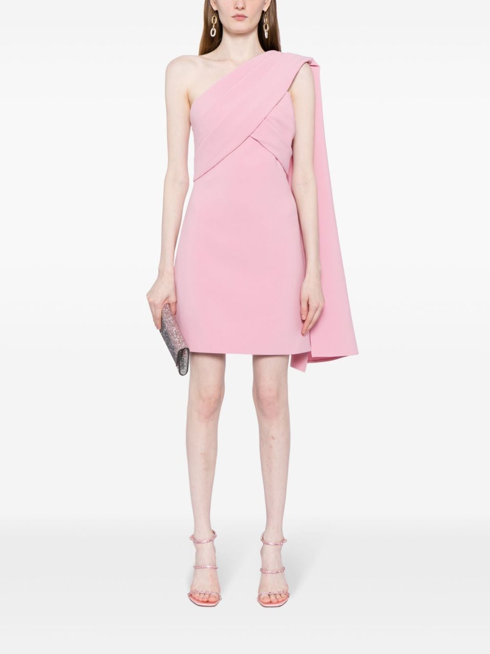 Shop Elie Saab One-shoulder Crepe Minidress In Pink