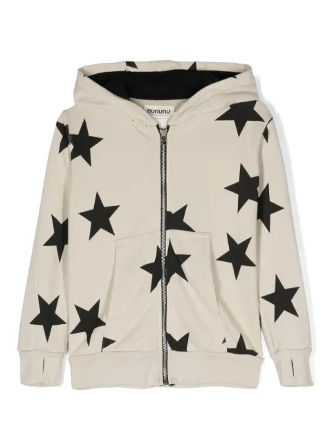 Nununu hoodie con cierre y estrellas estampadas