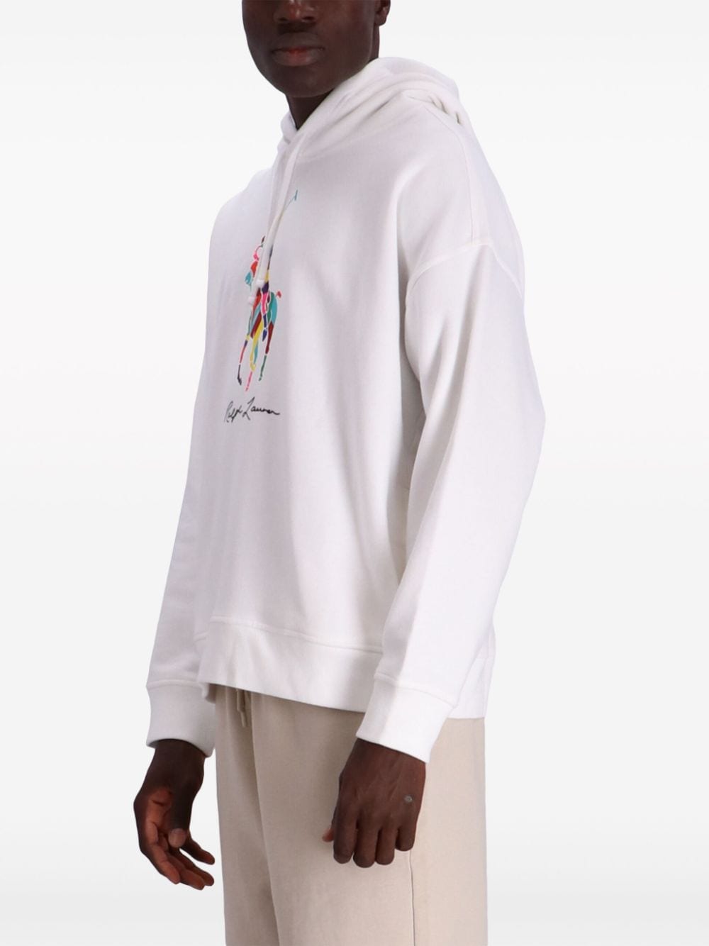 Shop Polo Ralph Lauren Polo Pony-print Jersey Hoodie In White