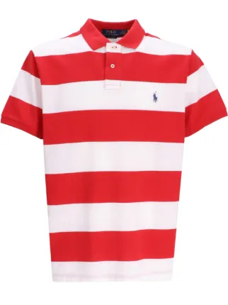 Polo Ralph Lauren Striped Cotton Polo Shirt | Red | FARFETCH JO
