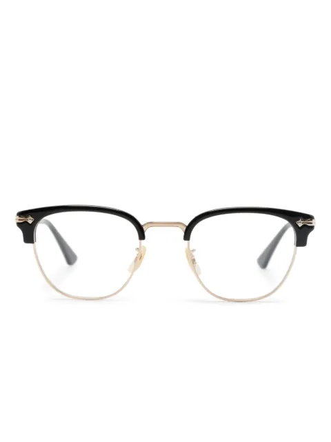 Eyevan7285 engraved-arms square-frame glasses