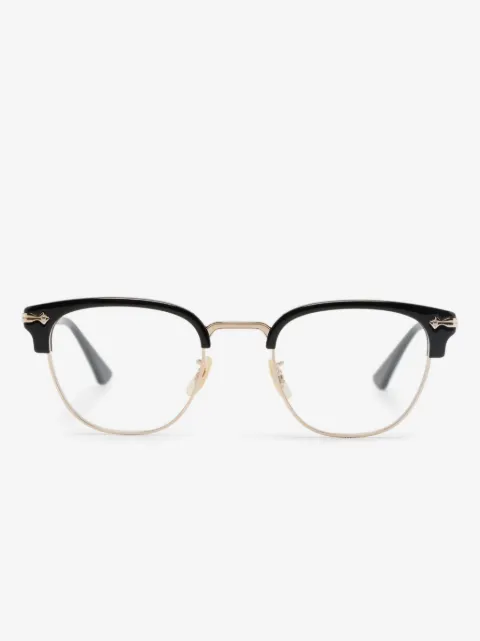 Eyevan7285 engraved-arms square-frame glasses