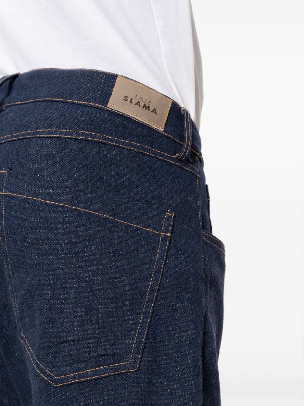 Shop Amir Slama X Mahaslama Logo-patch Straight-leg Jeans In Blue