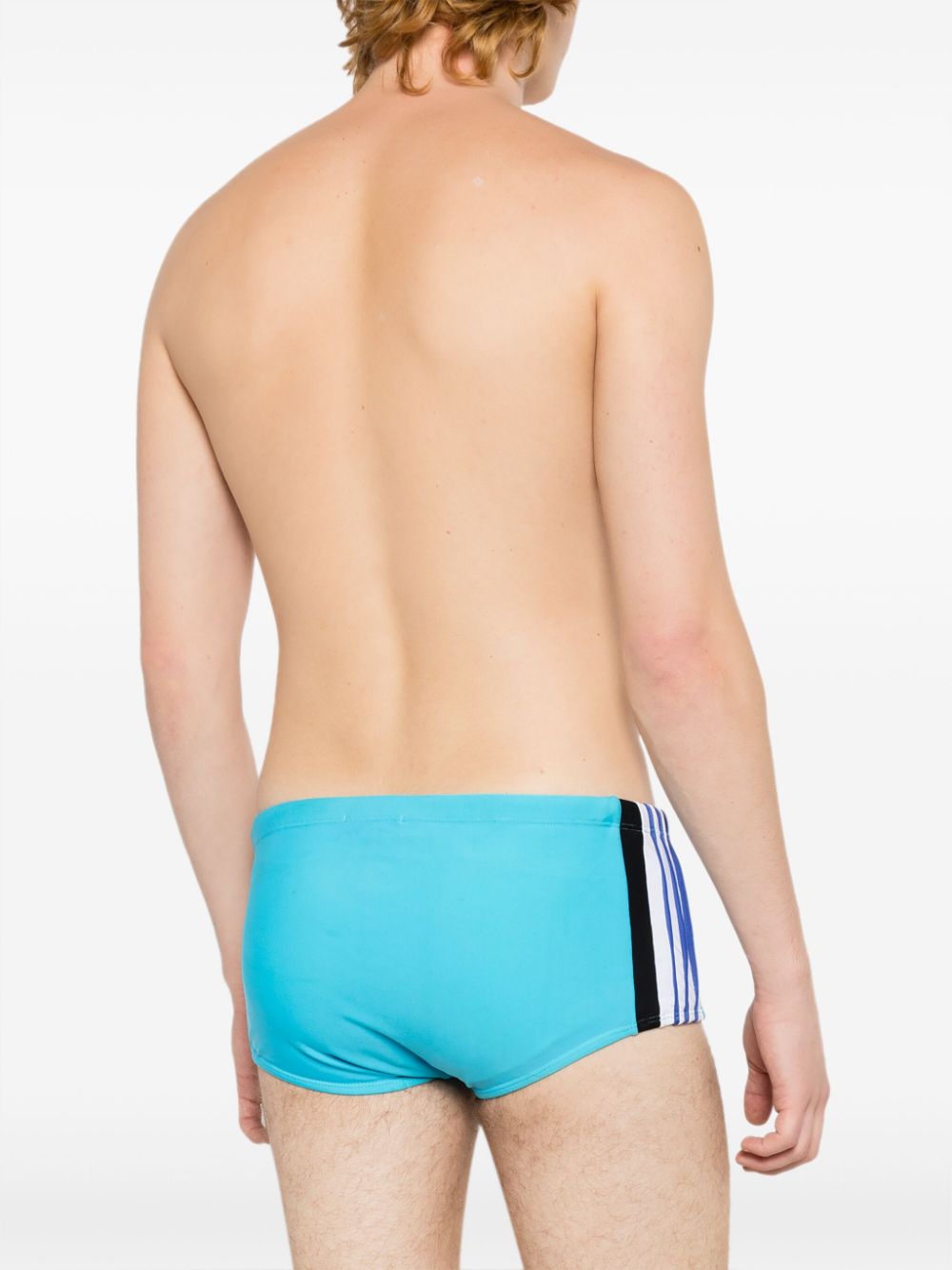 Shop Amir Slama X Mahaslama Logo-appliqué Striped Swim Shorts In Blue