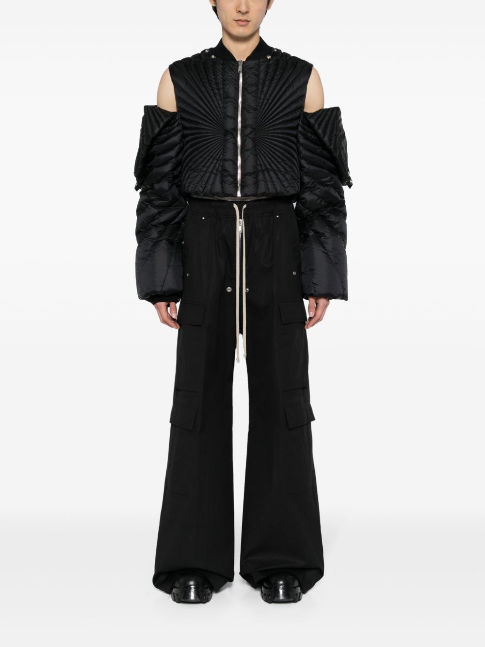 Shop Moncler Genius Radiance Convertible Padded Down-filled Jacket In Black
