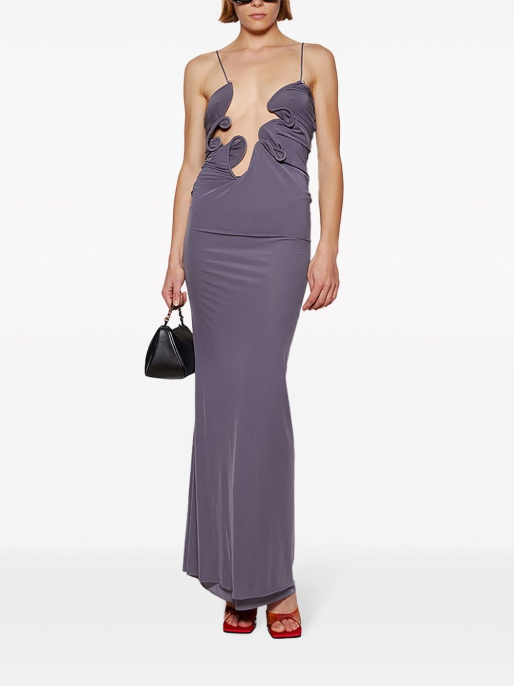 Shop Christopher Esber Venus Rippled Maxi Dress In Grey