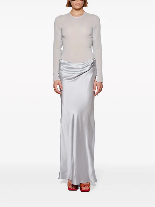 Christopher Esber Semi-Sheer Draped Maxi Dress - Silver