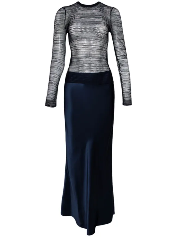 Christopher Esber Refraction Silk Maxi Dress in Blue