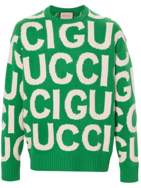 Gucci pull en laine à logo intarsia