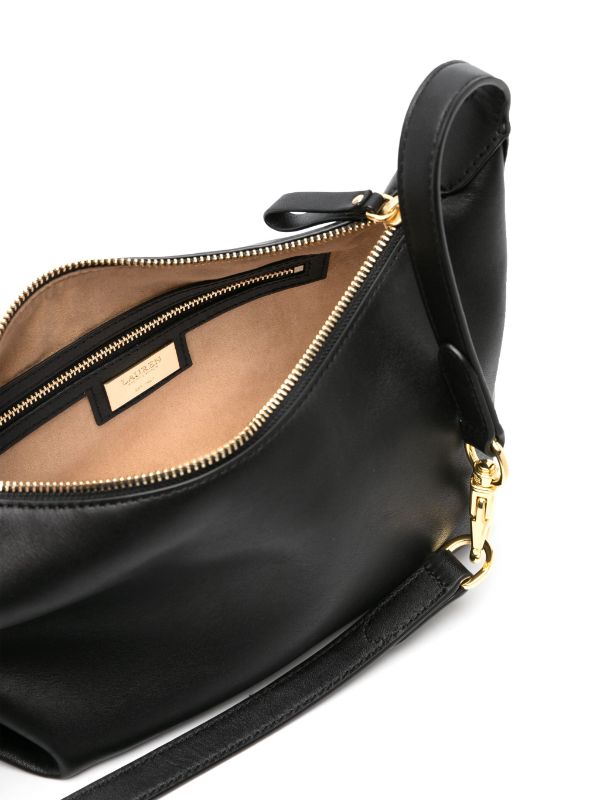 black leather side bag