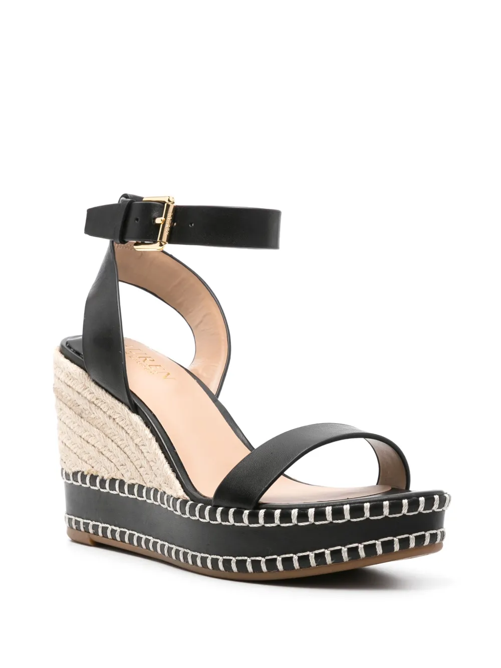 Lauren Ralph Lauren Hillarie 80mm leather espadrilles - Zwart