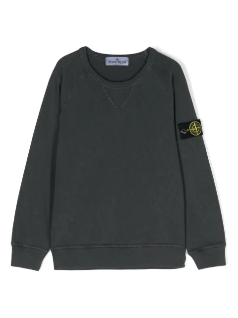 Stone Island Junior Compass-badge cotton sweatshirt 