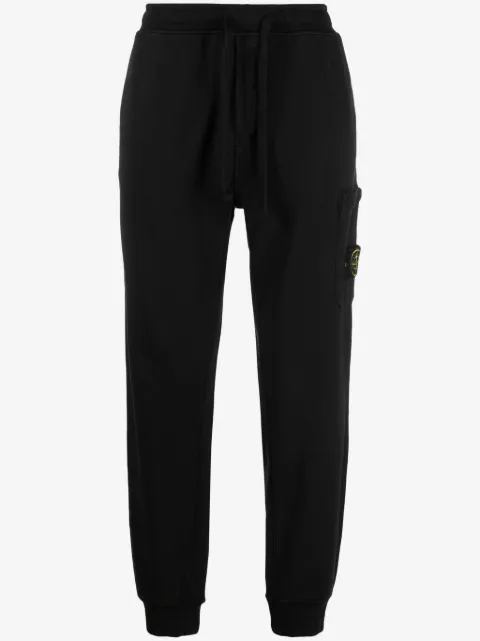 Stone Island Compass-appliqué cotton track pants