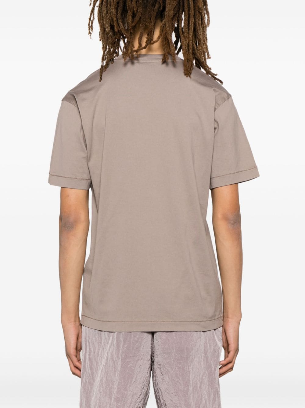 Shop Stone Island Compass-appliqué Cotton T-shirt In Purple