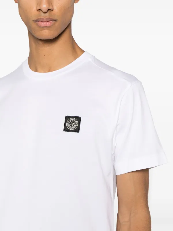 Stone Island Compass-appliqué Cotton T-shirt | White | FARFETCH