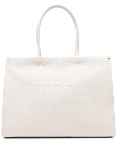 Furla logo-debossed leather tote bag