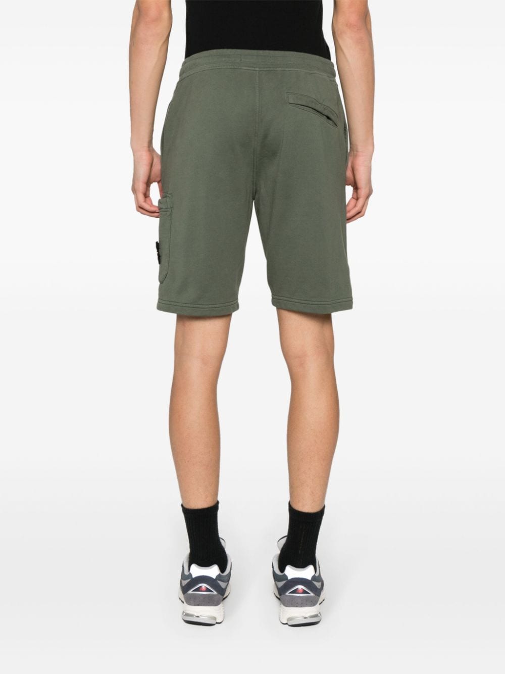 Shop Stone Island Compass-appliqué Cotton Shorts In Green
