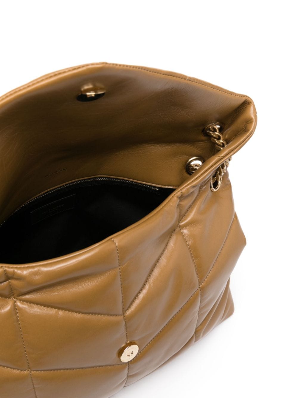 Shop Saint Laurent Medium Puffer Leather Shoulder Bag In Braun