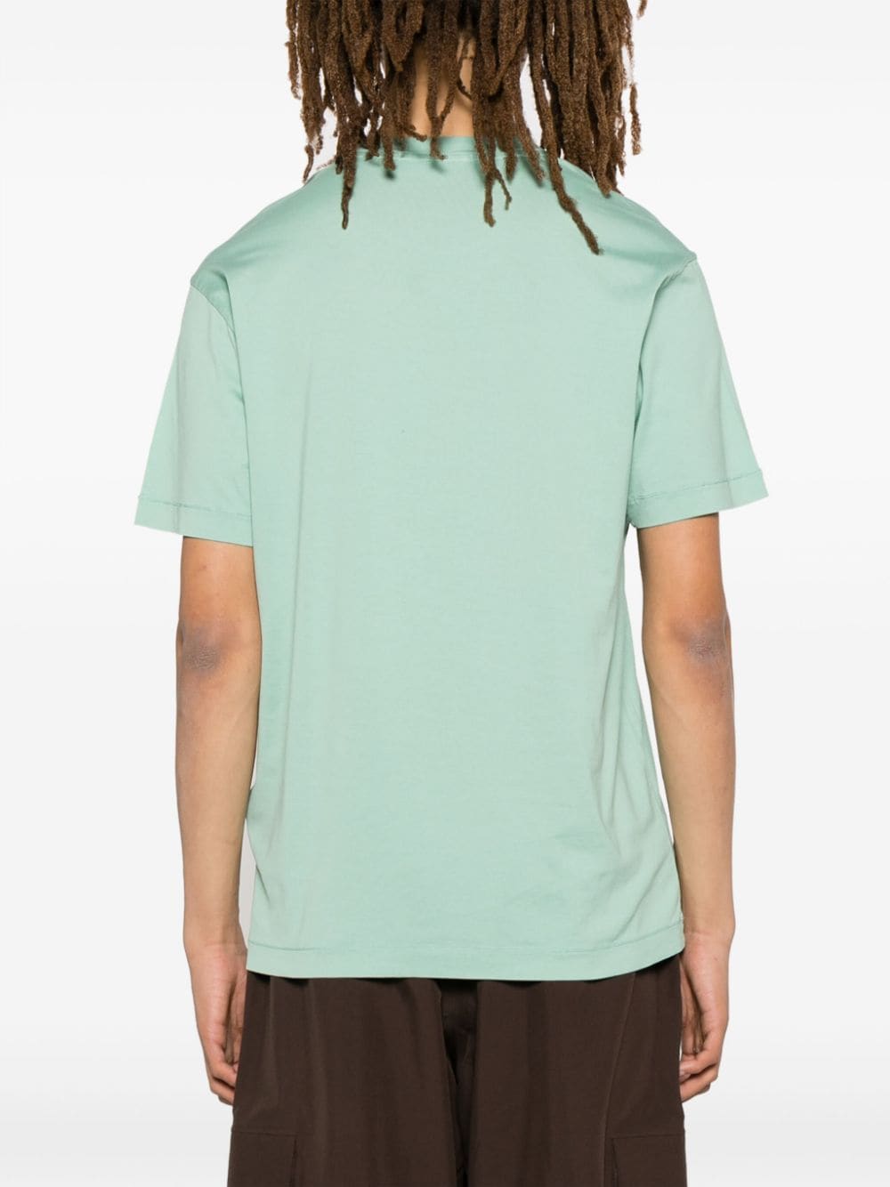 Shop Stone Island Compass-appliqué Cotton T-shirt In Green