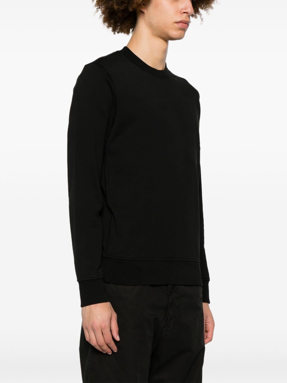 Shop Stone Island Compass-badge Cotton Sweatshirt In Black