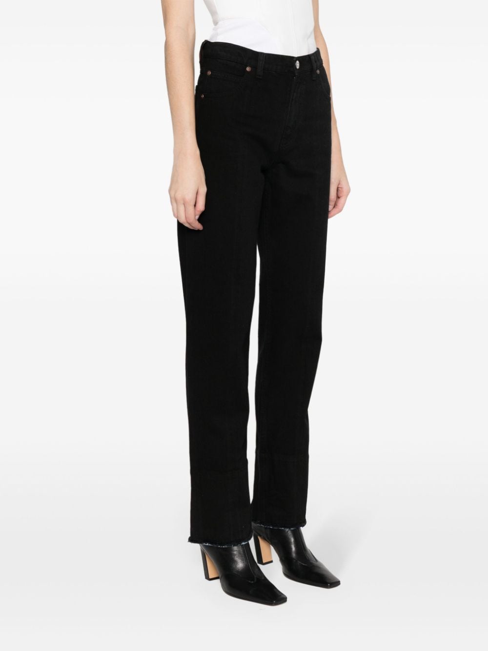 Shop Victoria Beckham High-waist Straight-leg Jeans In Black