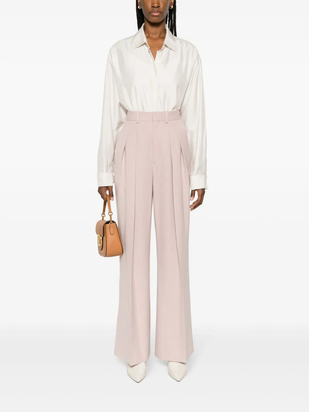 Victoria Beckham Plooibroek met wijde pijpen - Roze