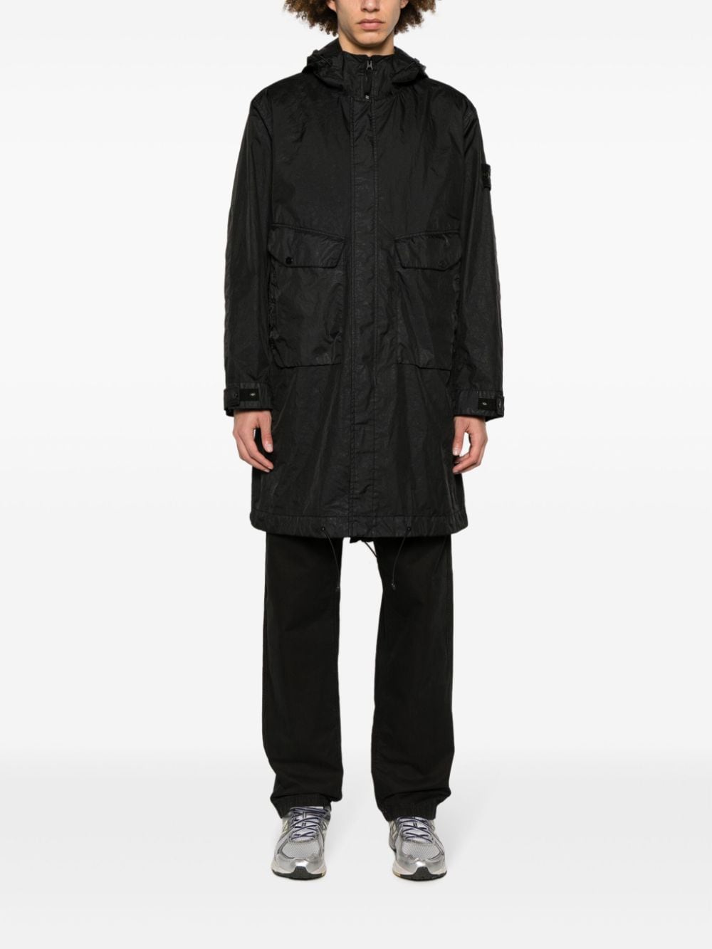 Shop Stone Island Membrana 3l Tc Compass-badge Raincoat In Black