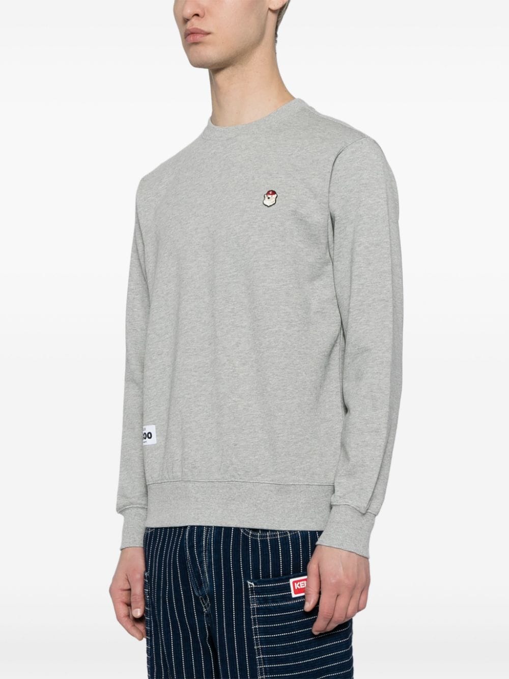 Shop Chocoolate Bear-appliqué Cotton Sweatshirt In Grey