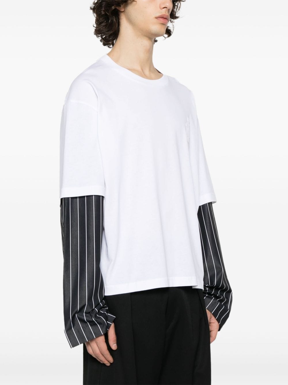 Shop Jw Anderson Striped-sleeve Cotton T-shirt In White