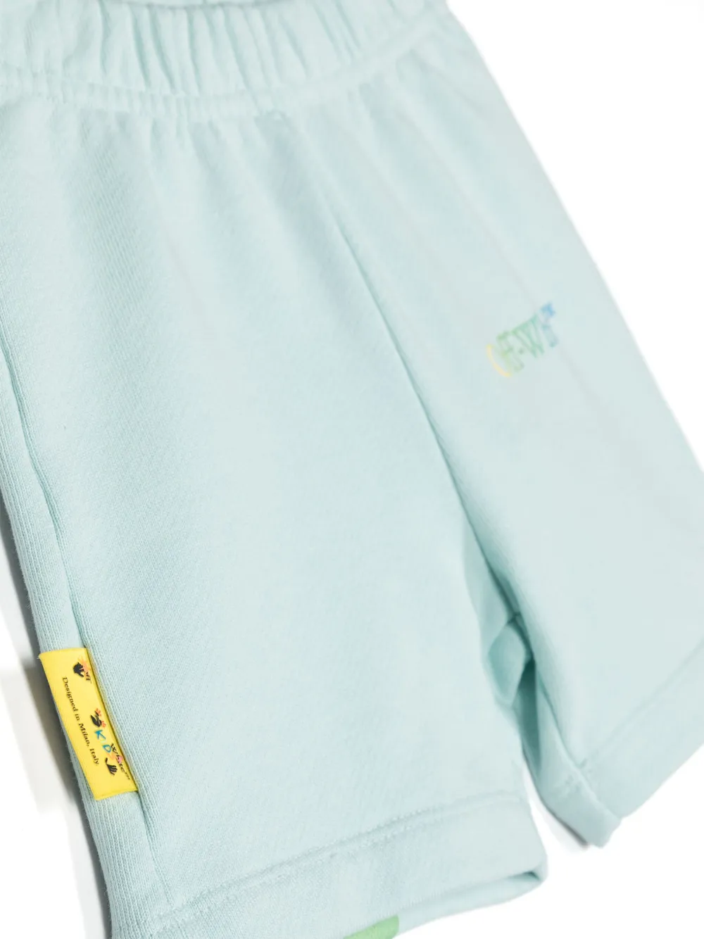 Shop Off-white Logo-print Cotton Shorts In Blue