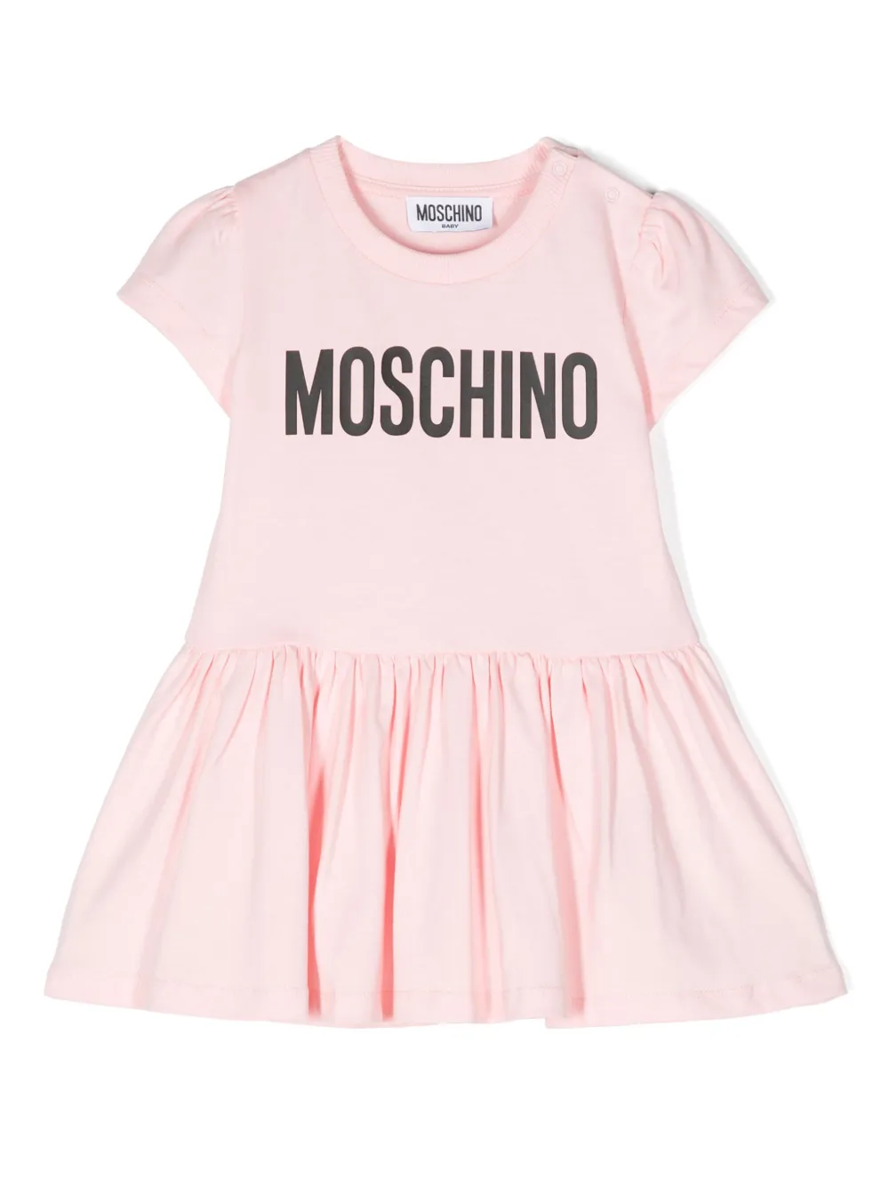 Moschino Babies' Logo-print Cotton Dress In Pink