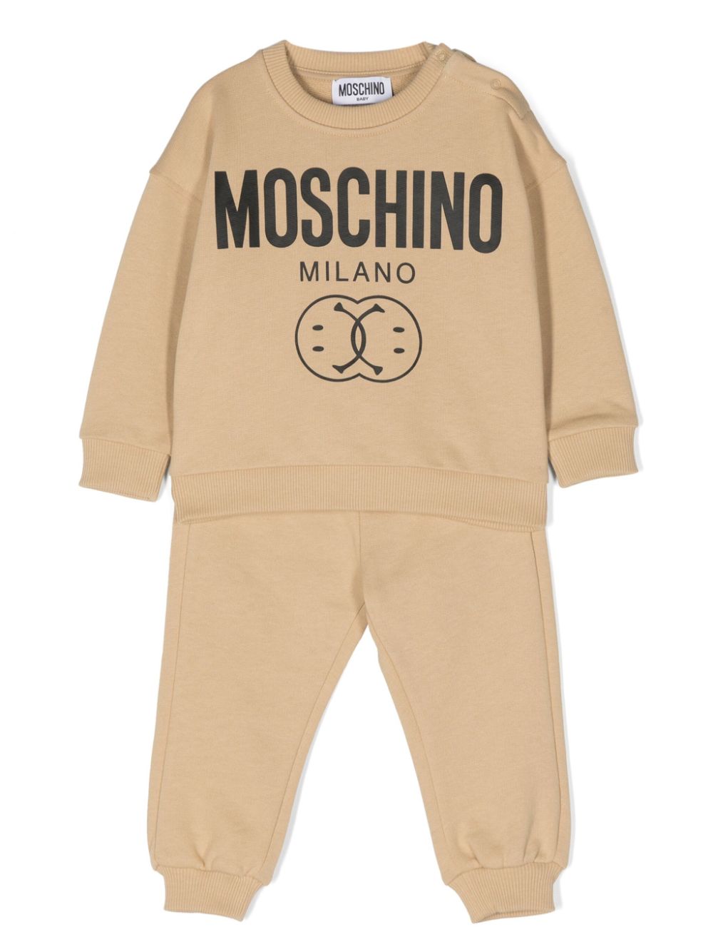 Moschino Babies' Logo-print Cotton Tracksuit In Neutrals