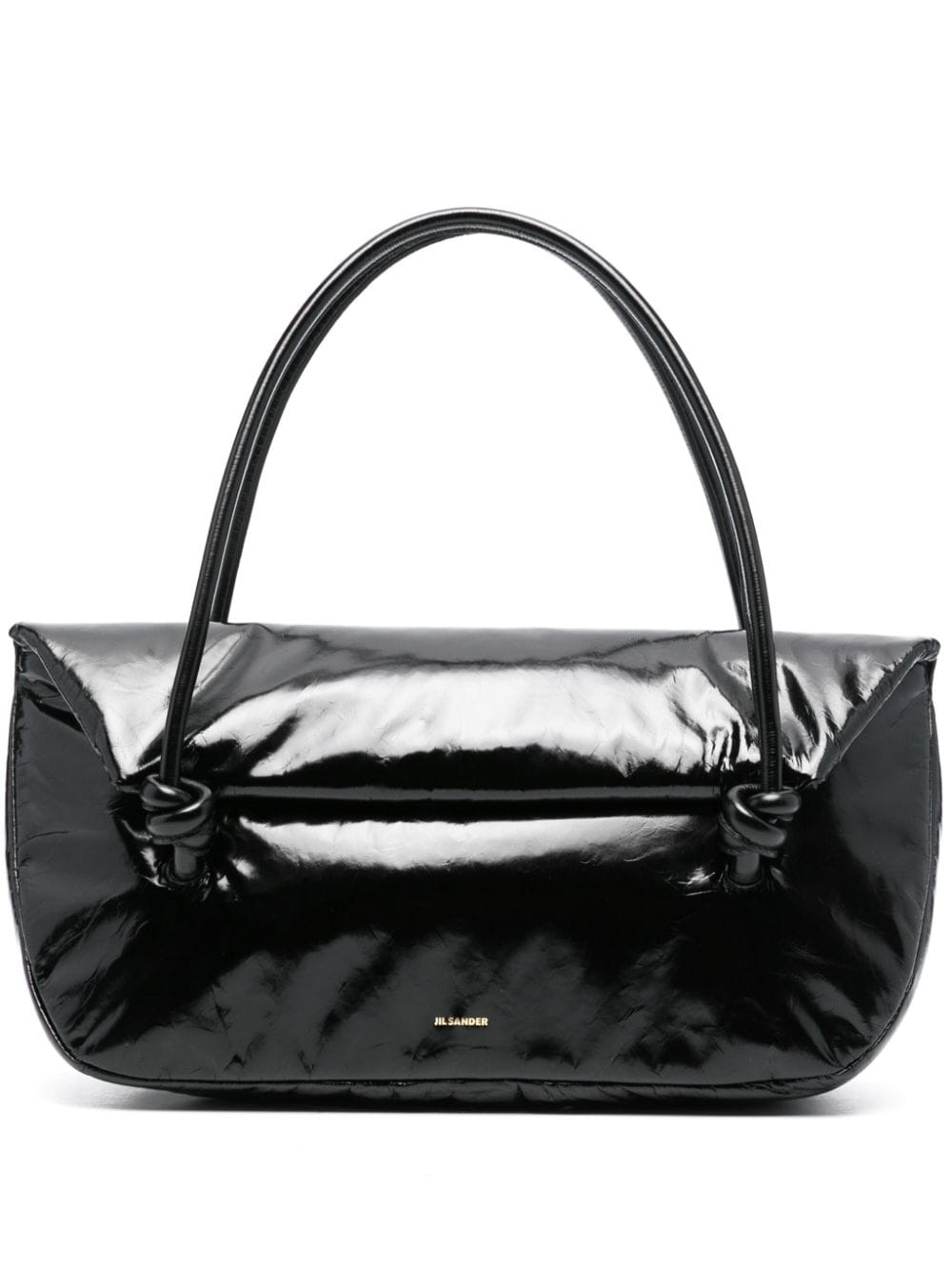 Jil Sander Patent Leather Tote Bag In Black