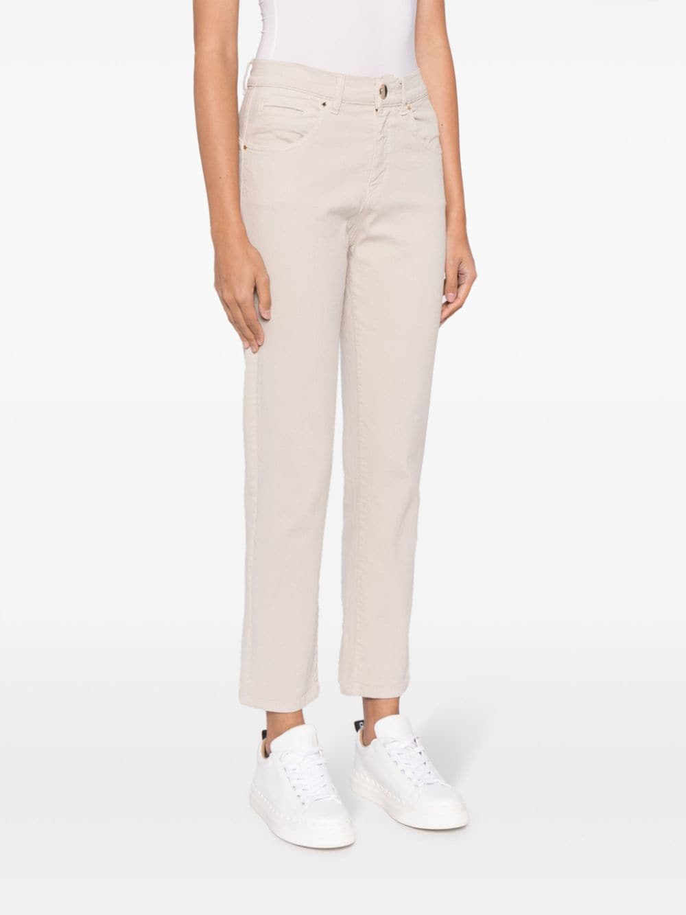 Shop Lorena Antoniazzi High-rise Straight-leg Cropped Jeans In Neutrals
