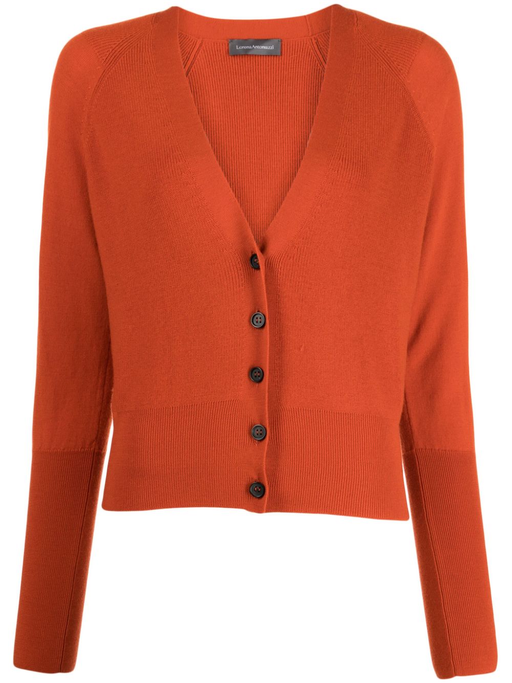 Lorena Antoniazzi Virgin Wool Buttoned Cardigan In Orange