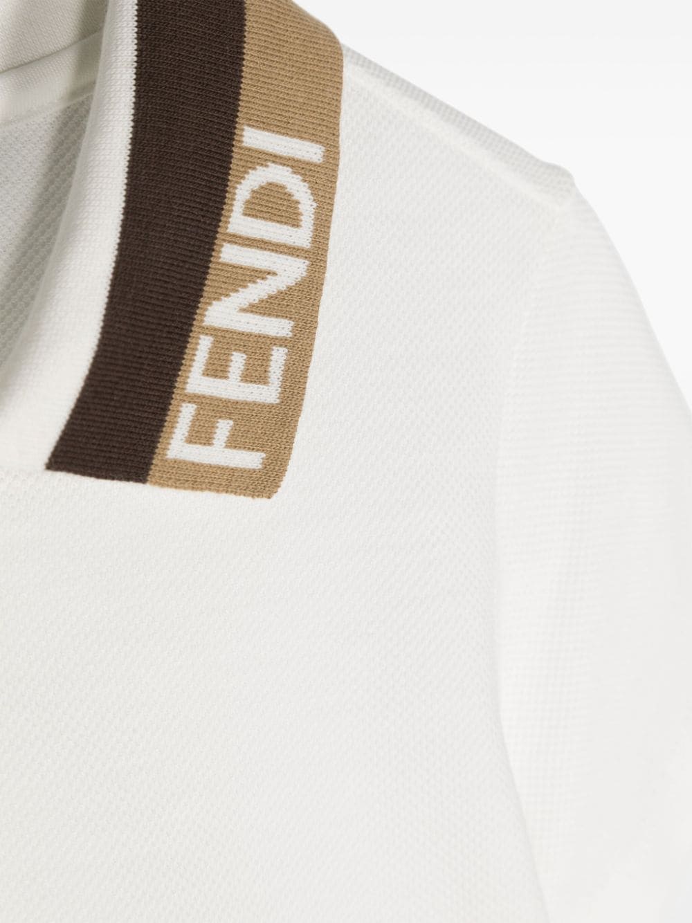 Shop Fendi Jacquard-logo Cotton Polo Shirt In White