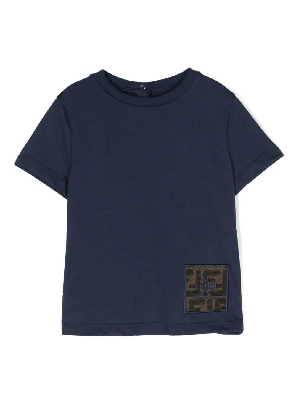 Fendi Kids Katoenen T-shirt met logopatch Blauw