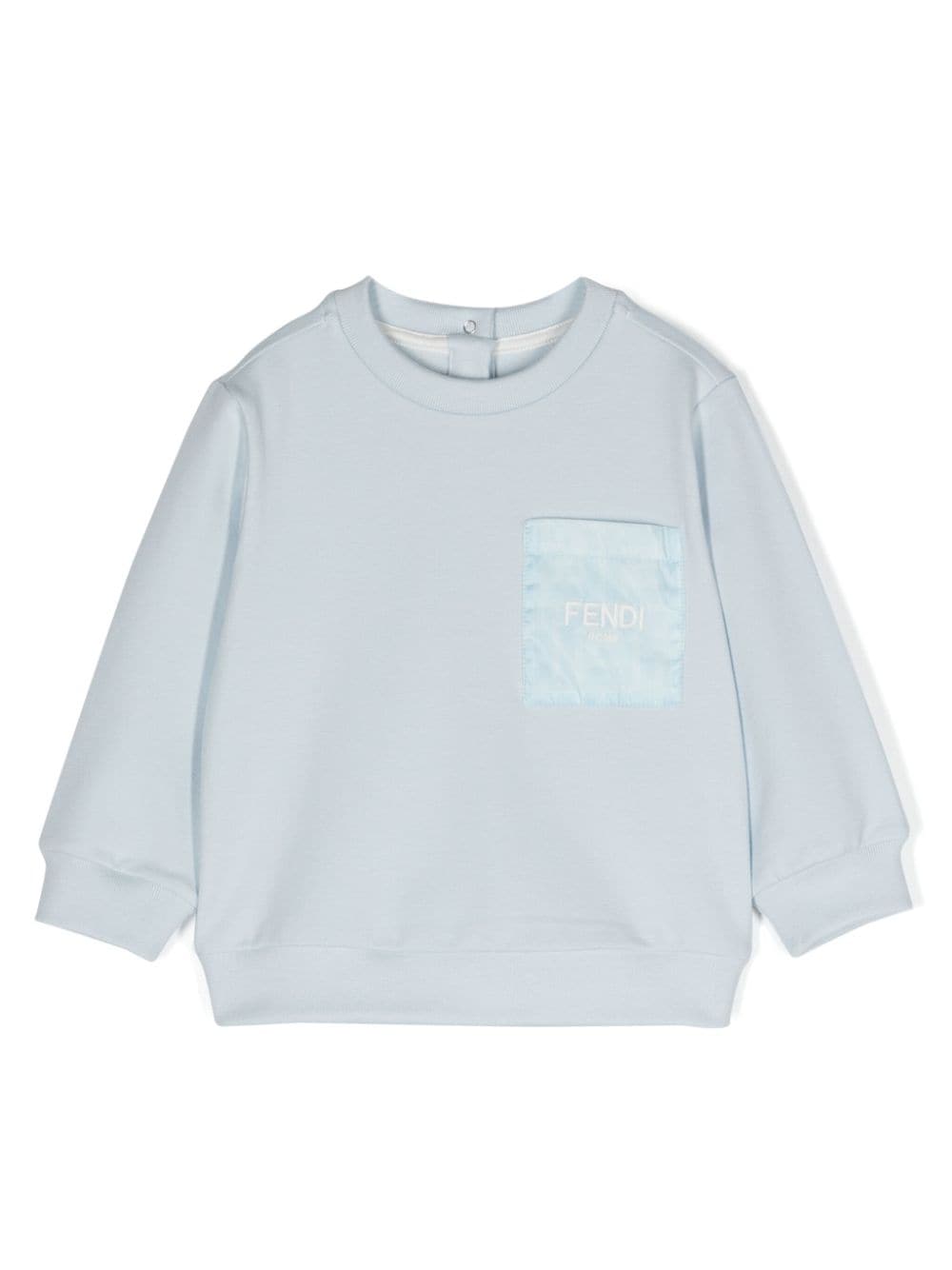 Fendi Babies' Logo-embroidered Cotton Sweatshirt In Blue