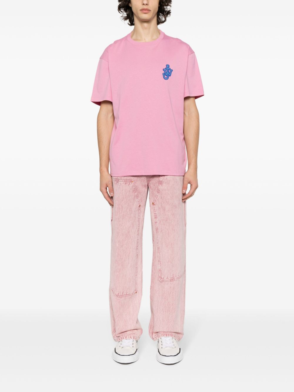 JW Anderson Katoenen T-shirt met logopatch - Roze