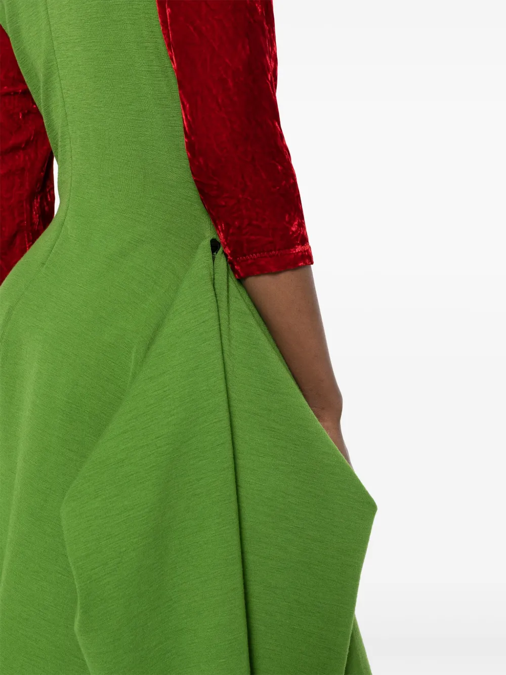 1990s velvet-sleeve asymmetric dress
