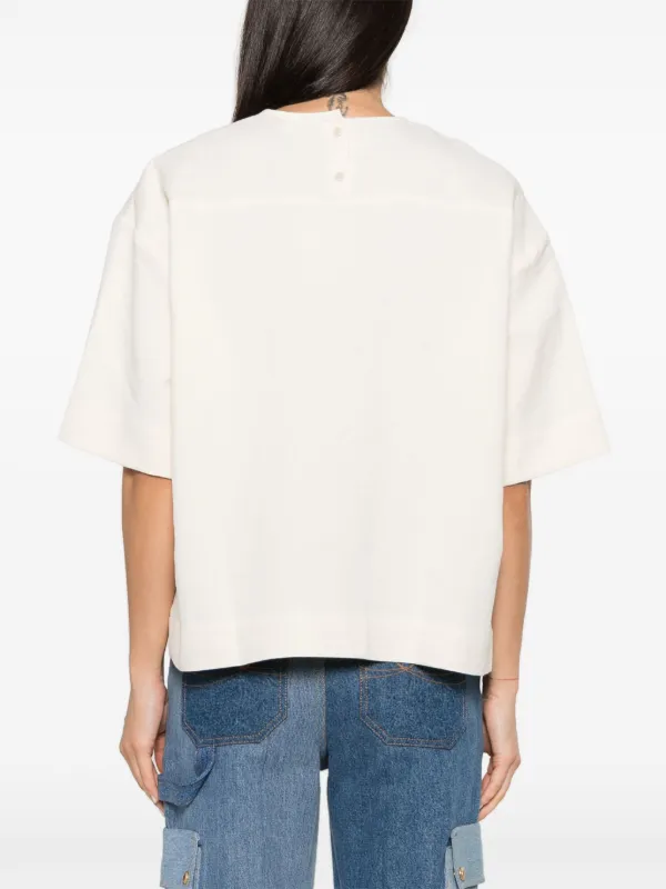 JW Anderson logo-print linen-blend T-shirt | Neutrals | FARFETCH