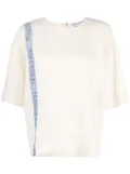JW Anderson logo-print linen-blend T-shirt - Neutrals