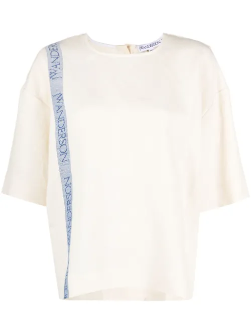 T-shirt en lin mélangé à logo imprimé - JW Anderson - Modalova