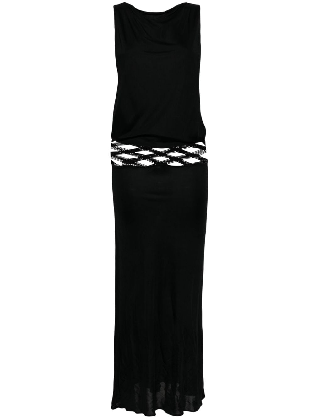 Pre-owned Jean Paul Gaultier 2000s Cut-out Net Dress In Black