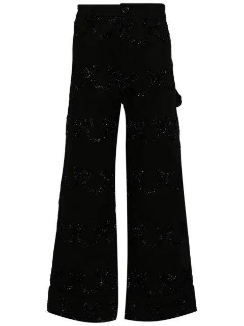 Simone Rocha pantalones anchos con detalles de cristal