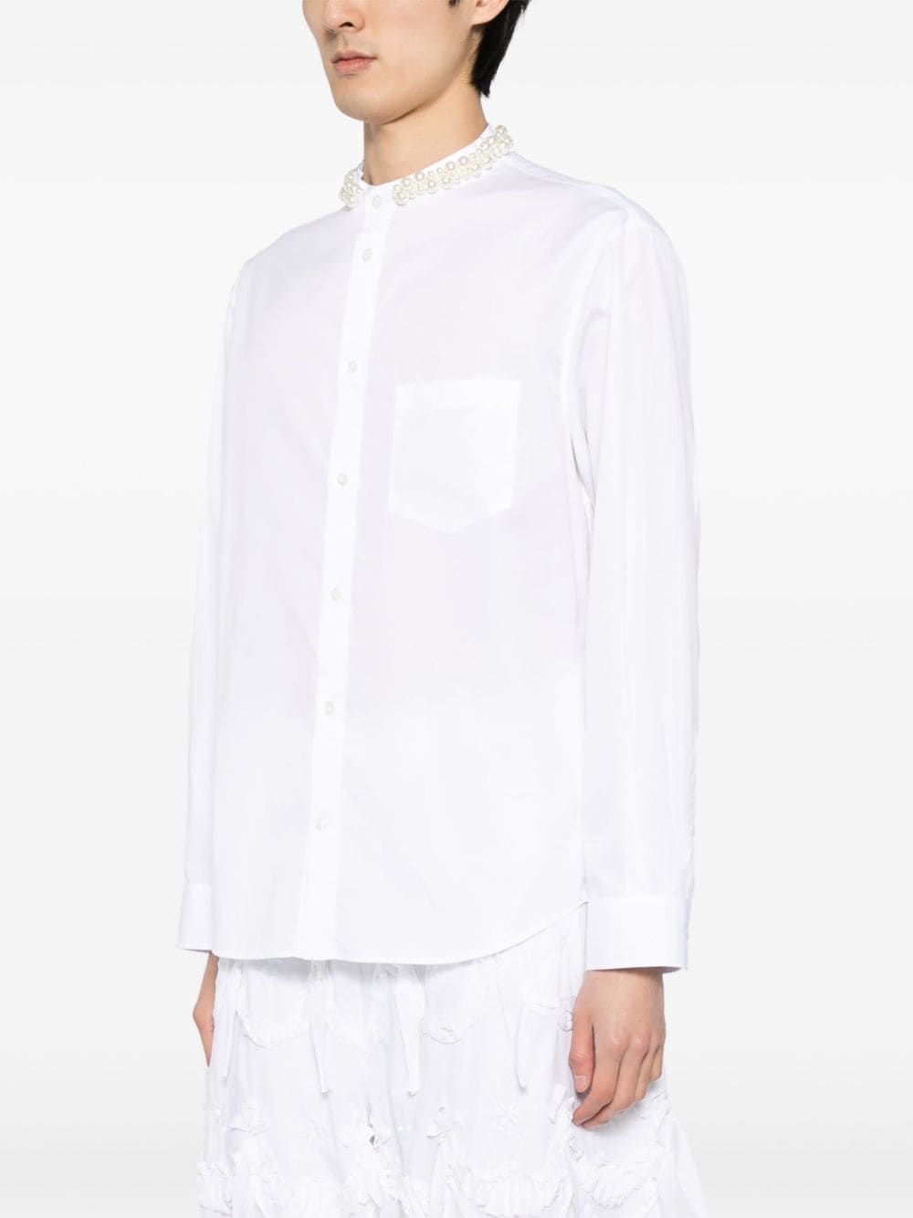 Shop Simone Rocha Embellished Long-sleeve Shirt In White